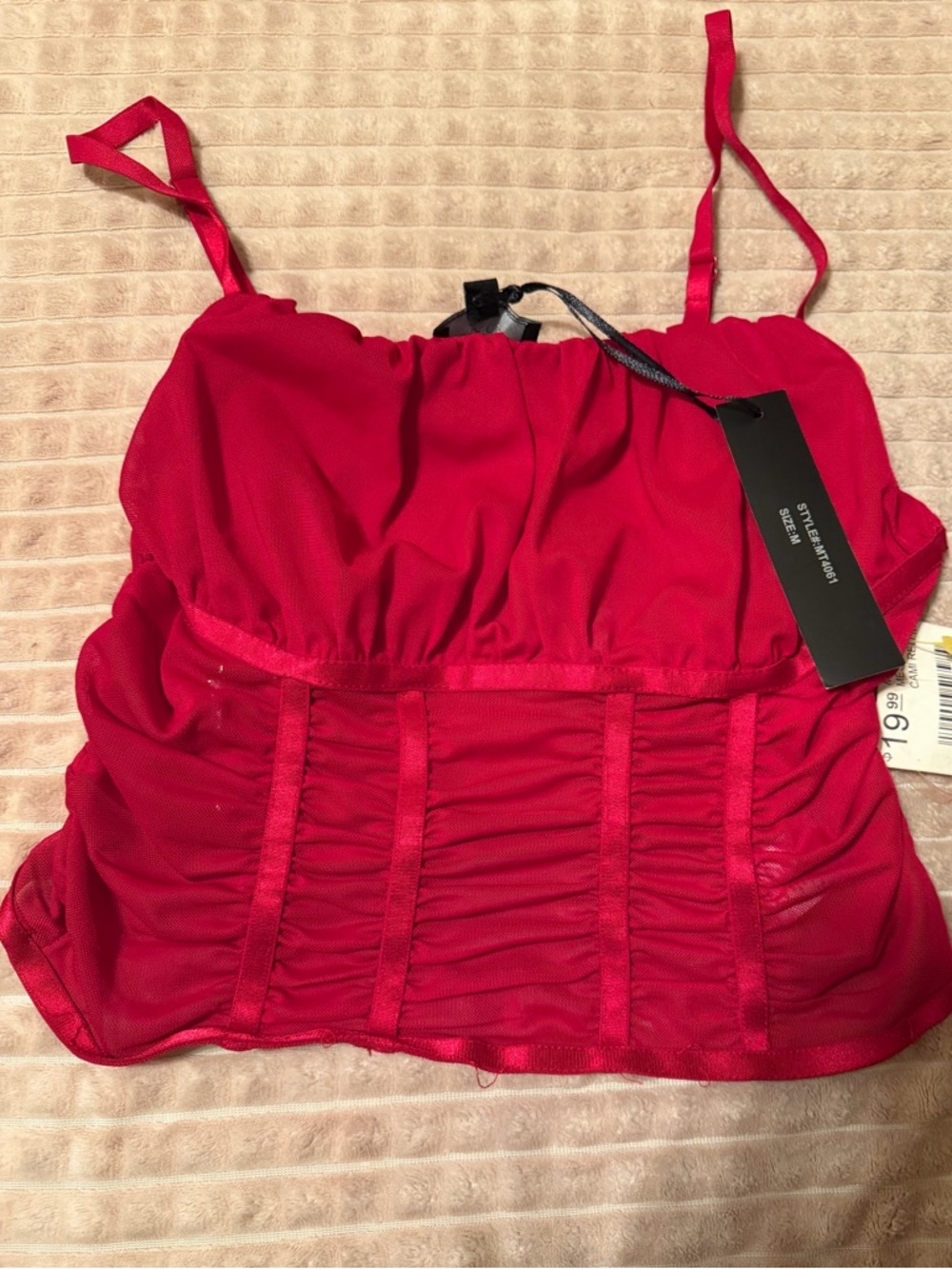 Bright Red Ruched Bustier Tank Top